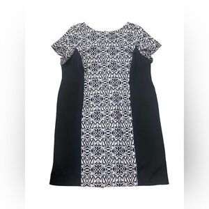 Maya Brooke’s Black and White Plus Size Tailored Illusion Dress-size 24W